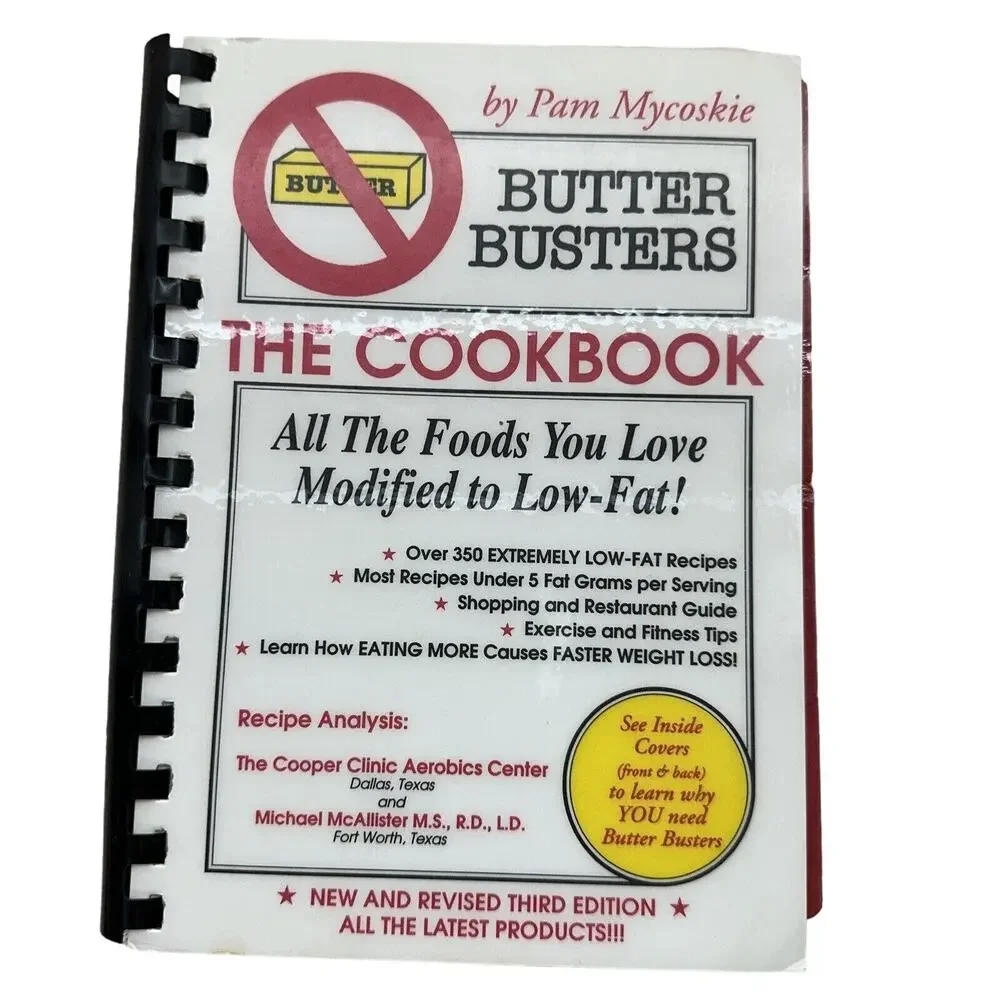 Butter Busters Cookbook - Pam Mycoskie (spiral bound) 3rd Ed Low-Fat Healthy 90s